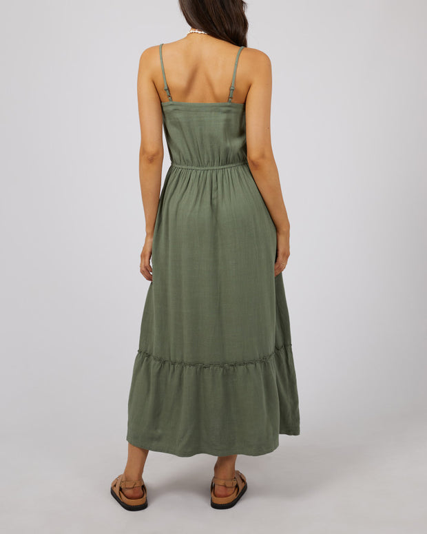 All About Eve Luxe Linen Maxi Dress - Khaki