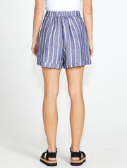 Sass Lydia Cuffed Shorts - Navy Stripe