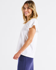 Betty Basics Magnolia Frill Sleeve Top - White