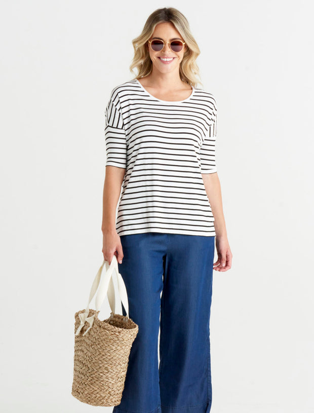 Betty Basics Marbella Tee - Black/White Stripe