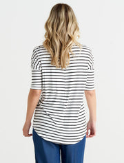 Betty Basics Marbella Tee - Black/White Stripe