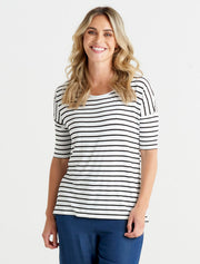 Betty Basics Marbella Tee - Black/White Stripe