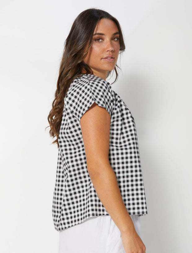 dear Sutton Martina Top - Black & White Gingham