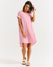 Betty Basics Maxine T-Shirt Dress - Cherry Blossom Stripe