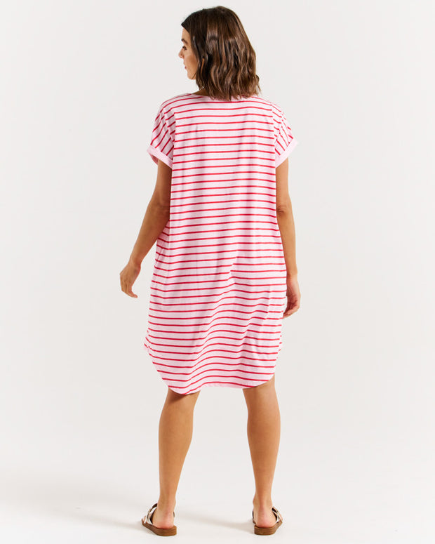 Betty Basics Maxine T-Shirt Dress - Cherry Blossom Stripe