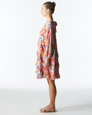 Fate + Becker Midsummer Ruffle Long Sleeve Mini Dress- Sunset Palm