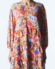 Fate + Becker Midsummer Ruffle Long Sleeve Mini Dress- Sunset Palm