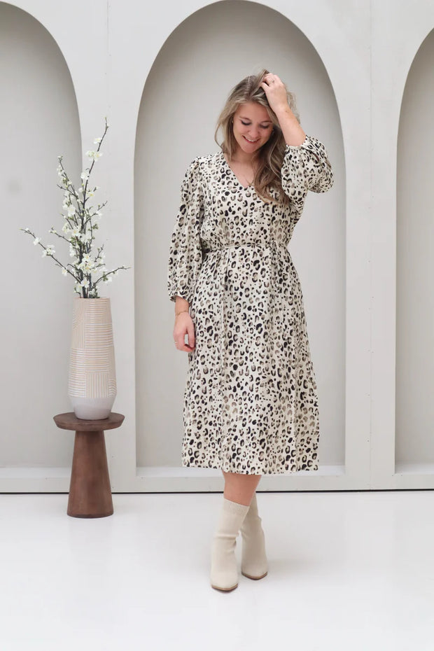 MSCH Alyona Vlora 3/4 Dress - Oatmeal Leo