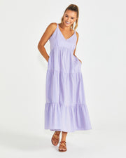 Sass Phillipa Tiered Maxi Dress - Blue/Pink Gingham