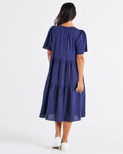 Betty Basics Regina Linen Dress - Navy