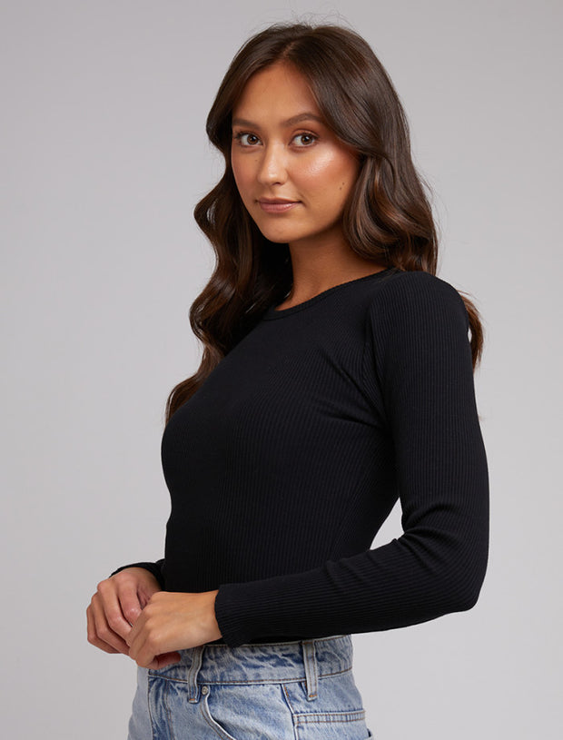 Silent Theory Rib Long Sleeve - Black