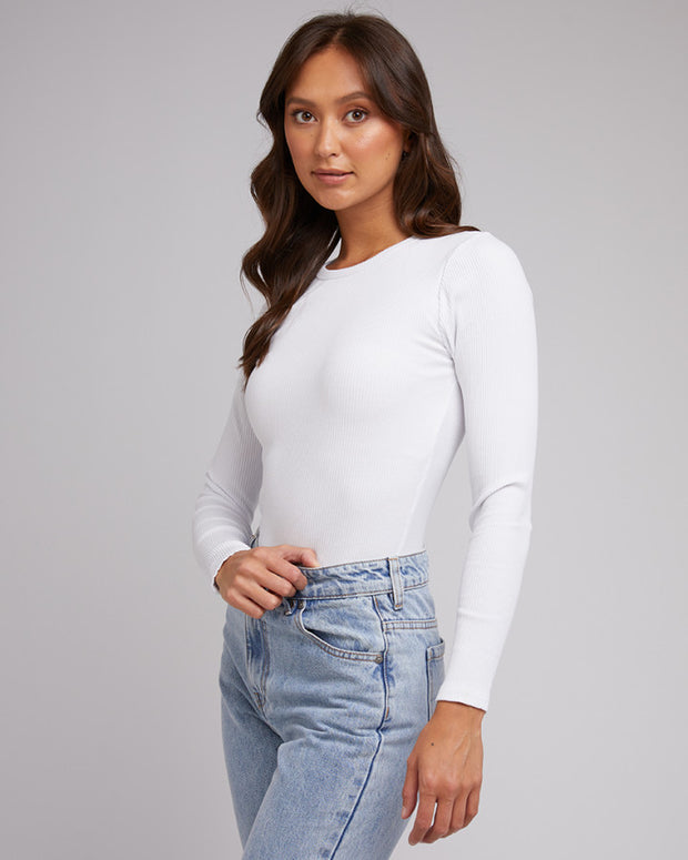 Silent Theory Rib Long Sleeve Tee - White