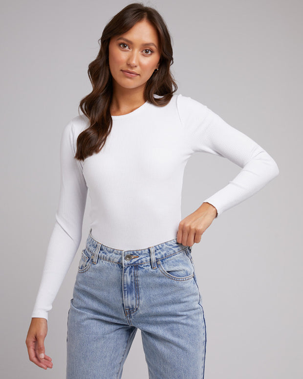 Silent Theory Rib Long Sleeve Tee - White