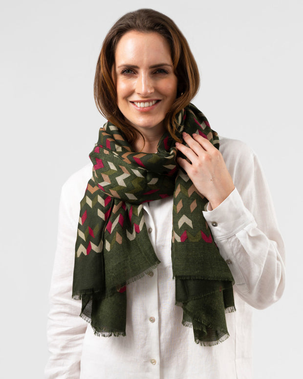 Stella + Gemma Scarf - 3D Zig Zag Grass Roots