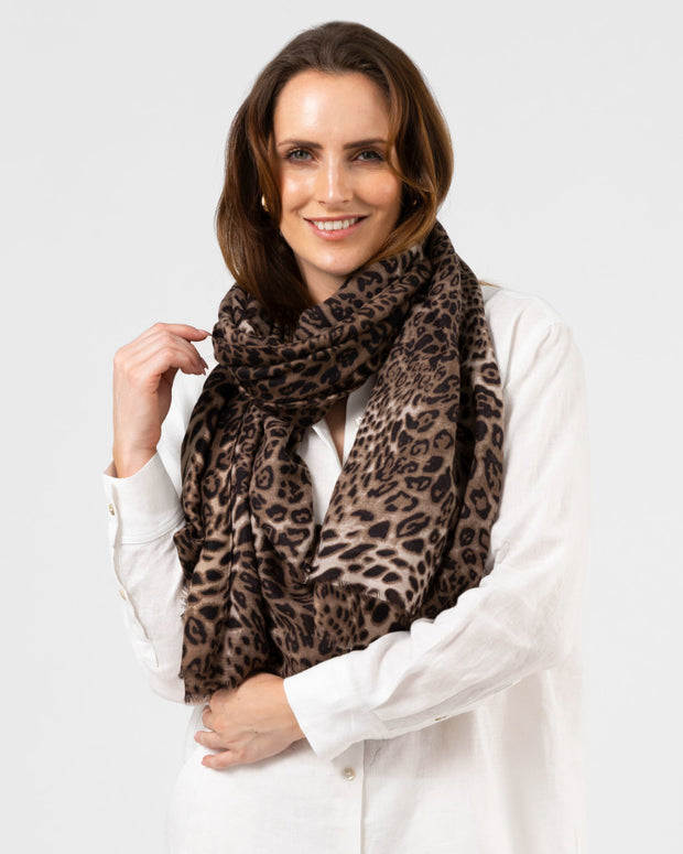 Stella + Gemma Scarf - Chocolate Leopard