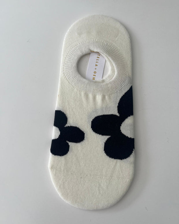 Stella + Gemma No Show Socks - Black Flower
