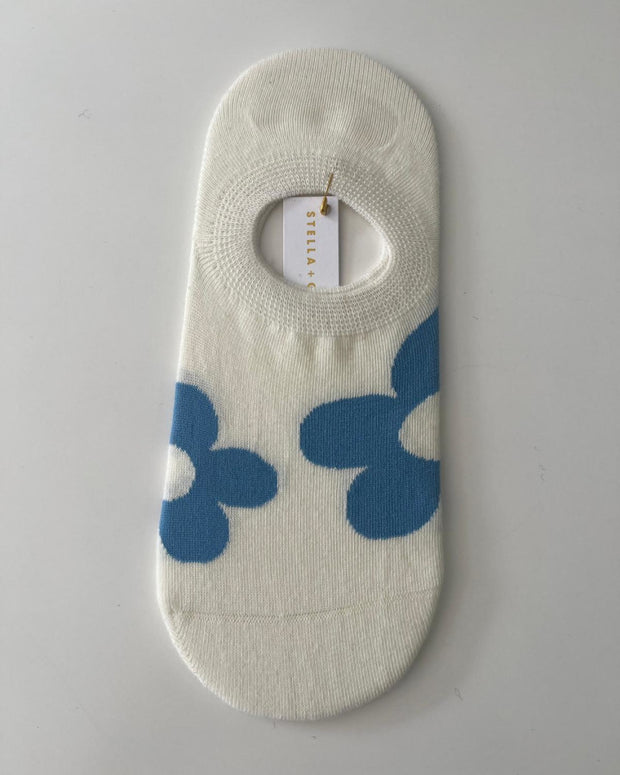 Stella + Gemma No Show Socks - Blue Flower