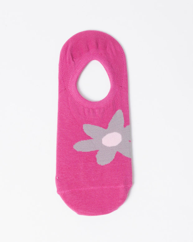 Stella + Gemma No Show Socks - Hot Pink Flower