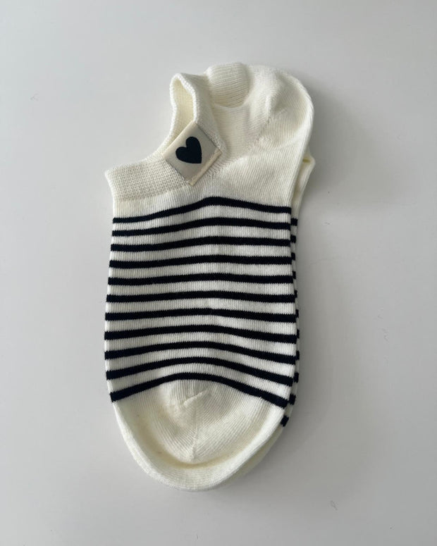 Stella + Gemma Socks - Black Stripes with Heart Logo