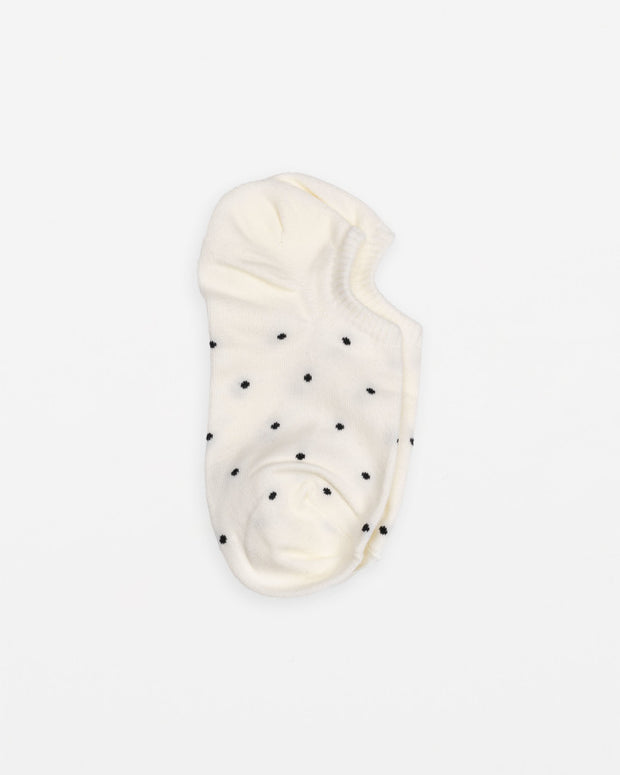 Stella + Gemma No Show Socks - White With Black Dots