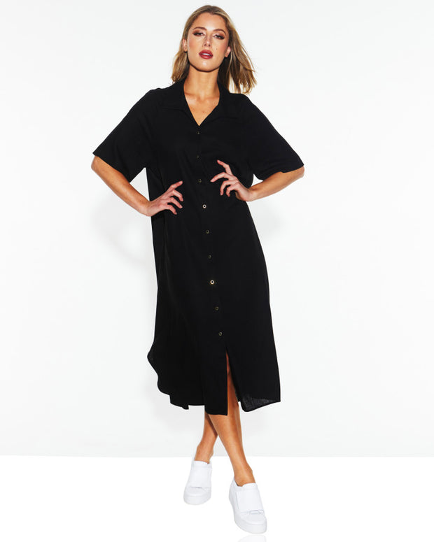 Fate + Becker Statues Shirt Dress - Black