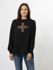 Stella + Gemma Sunday Sweater - Black Choco Cheetah Cross