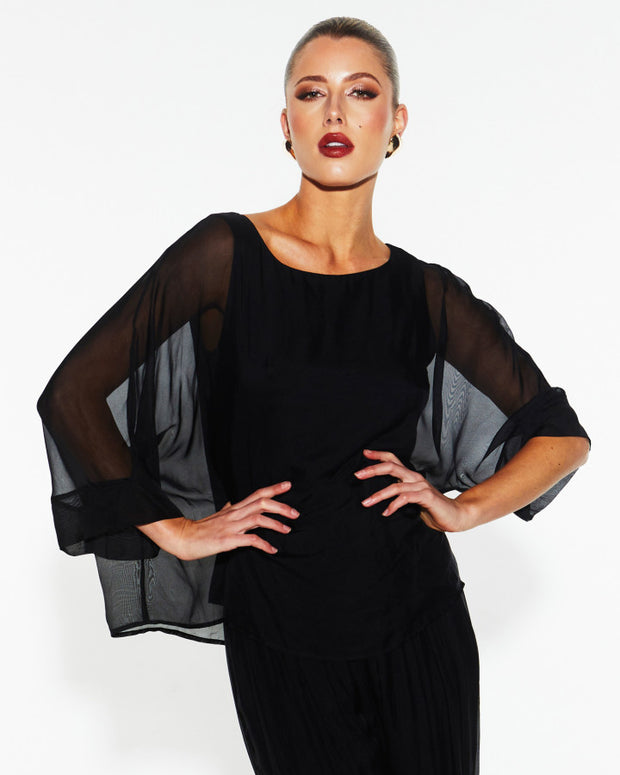 Fate + Becker Sunlight and Shadow Silk Top - Black