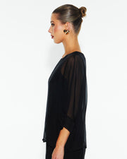 Fate + Becker Sunlight and Shadow Silk Top - Black