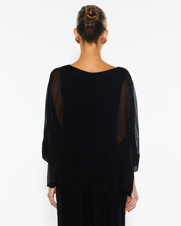 Fate + Becker Sunlight and Shadow Silk Top - Black