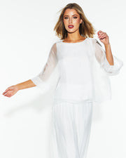 Fate + Becker Sunlight and Shadow Silk Top - White