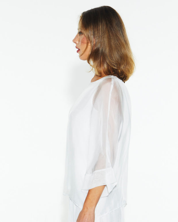 Fate + Becker Sunlight and Shadow Silk Top - White