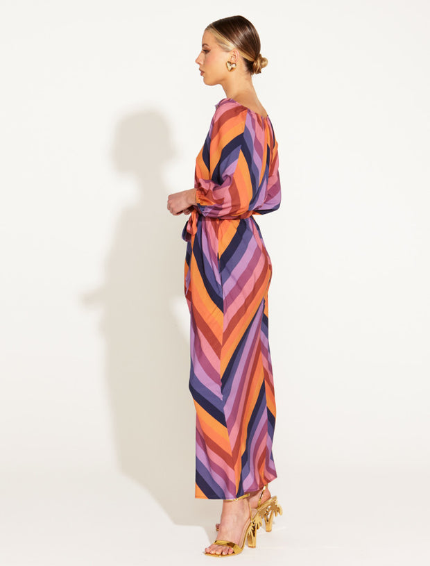 Fate + Becker Sunset Dream Flowy Midi Dress - Sunset Stripe