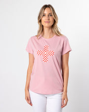 Stella + Gemma T-Shirt - Blush Red Chevron Cross