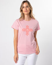 Stella + Gemma T-Shirt - Blush Red Chevron Cross