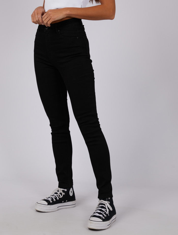 Silent Theory Vice High Skinny Jeans Jet Black OFF THE RAC