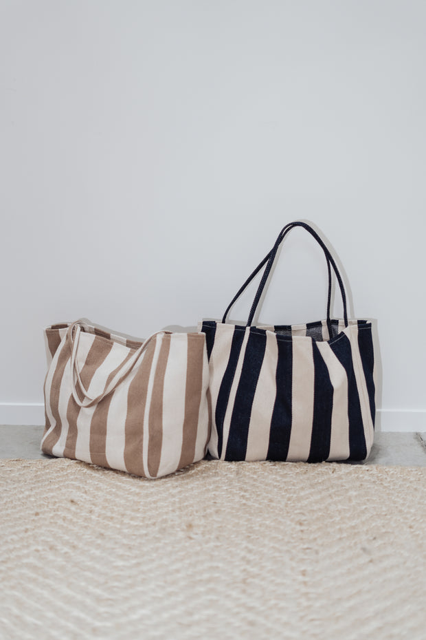 Lemon Tree Rayas Tote Bag - Navy Stripe