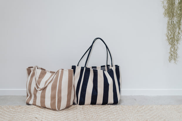 Lemon Tree Rayas Tote Bag - Navy Stripe