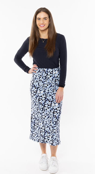 Leila + Luka Milan Bias Cut Skirt - True Blue