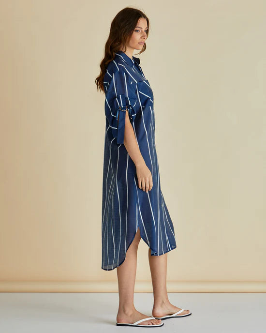 Betty Basics Hayman Shirt Dress - Navy/White Stripe