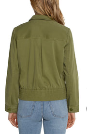 Liverpool Trucker Jacket With Elastic Back Waist - Eucalyptus