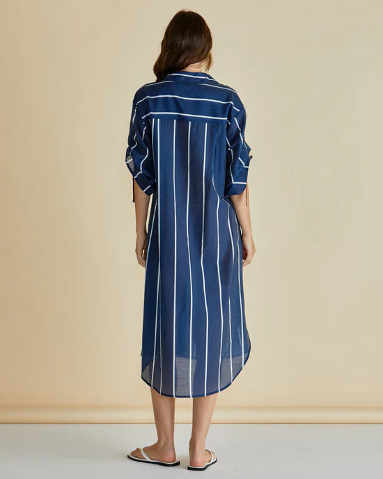 Betty Basics Hayman Shirt Dress - Navy/White Stripe