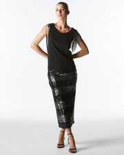 Fate + Becker Wild ones Skirt - Black Gunmetal Stripe