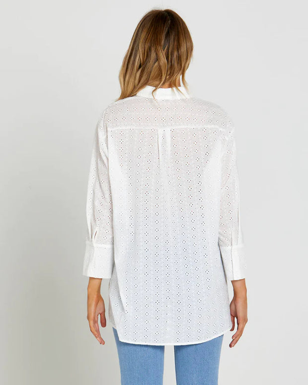 Sass Sofia Oversized Embroidered Shirt - White