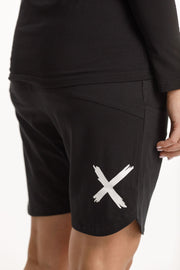 Home-lee Apartment Shorts - Black with white x print