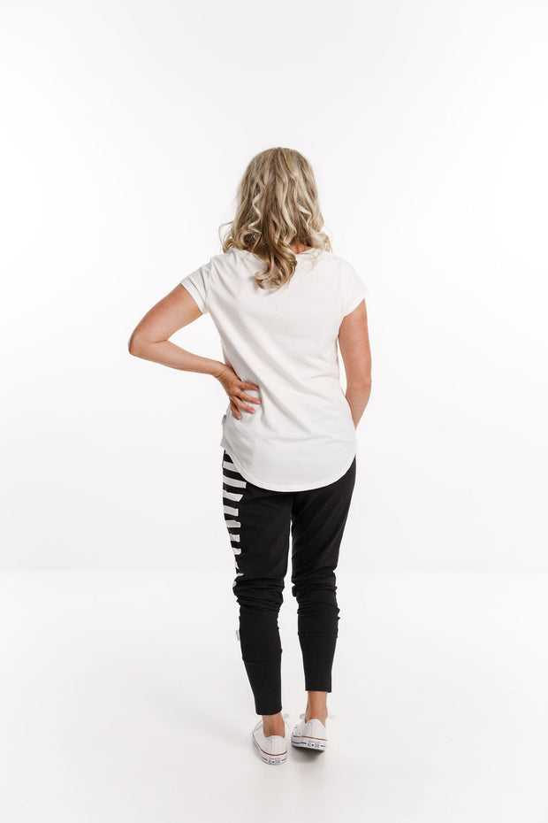 Home-lee Loft Pants - Black with Black & White Stripe Panel