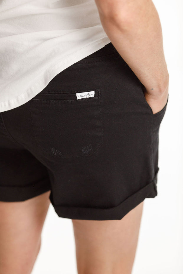 Home-lee Lagoon Denim Cut Off Shorts - Jet Black