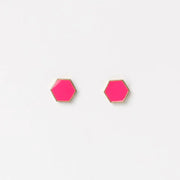Home-lee Hexagon Stud Earrings - Pink