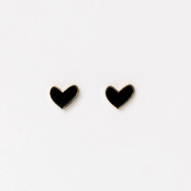 Home-lee Heart Stud Earrings - Black